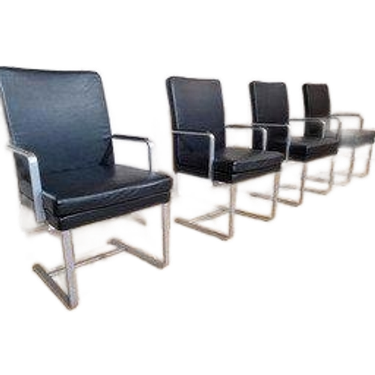 4x Hulsta D13 Stoelen - Eetkamerstoelen - Zwart Leder-design 1