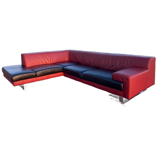 Montel Rood & Zwart Echt Leren Hoekbank – Luxe Comfort – Duurzaam Design – Gratis Levering Nl & Be 1