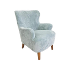 Vintage Artifort Fauteuil Blauw | Lichtblauwe Rib Theo Ruth thumbnail 1