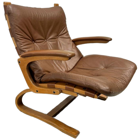 Midcentury Design Fauteuil Leer – Solheim, Rybo Rykken 1