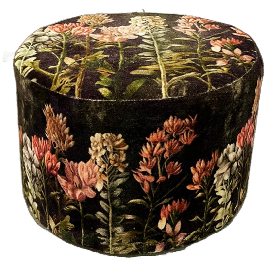 Schattig Poefje/krukje Met Fluwelen Stof Met Bloemenprint. 1