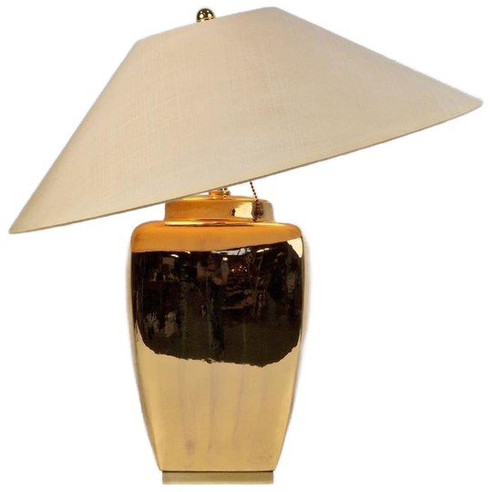 Vintage Asia Fitz Tafellamp Bladgoud Germany 1980 Regency 1