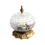 Vintage Hollywood Regency Plafonniere Glas/Goud, Italie  Jaren '70 thumbnail 1