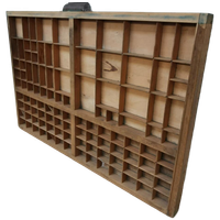 Brocante, Bruine Antieke Houten Letterbak, Wanddecoratie J