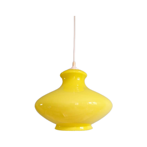 Vintage Gele Opaline Hanglamp, Jaren 70