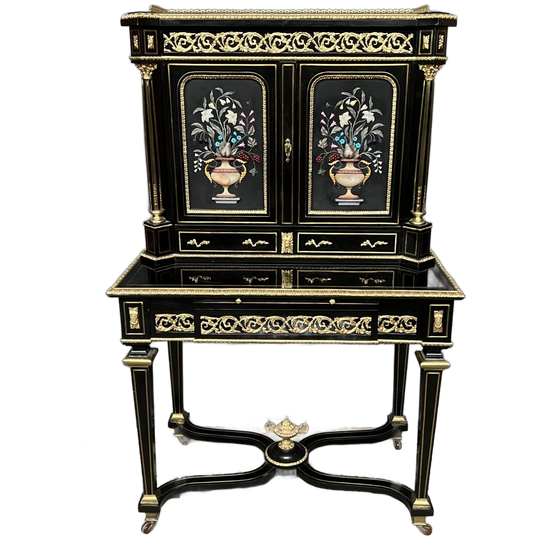 Prachtige Napoleon Iii Secretaire Met Inlegwerk Van Halfedelsteen Pietra Dura. 1
