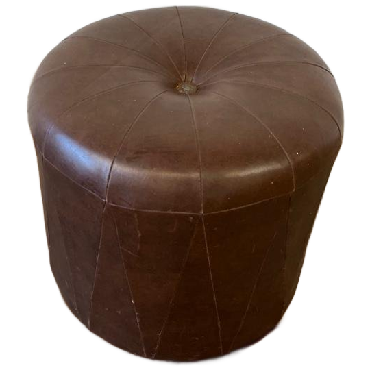 Vintage Bruine Poef Seventies 1