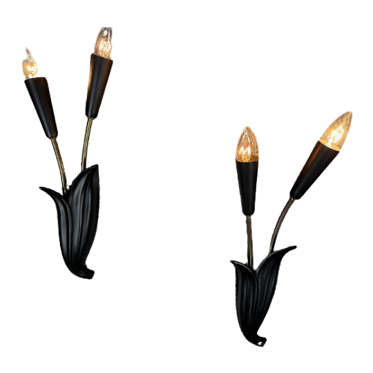 2x Vintage Appliques Tulp Wandlamp 1