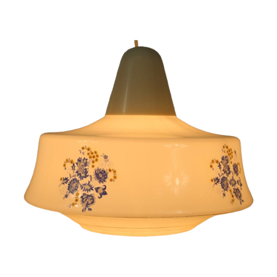 Vintage Opaline Hanging Pedant With Gilded Detailing And Floral Motive 1