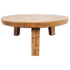 Brutalistische Ronde Salontafel Massief Eiken ´60 Japandi thumbnail 1
