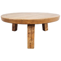 Brutalistische Ronde Salontafel Massief Eiken ´60 Japandi