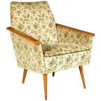 Vintage Clubfauteuils – Velours Bladmotief – Jaren 60 thumbnail 1