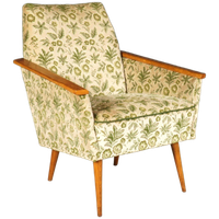 Vintage Clubfauteuils – Velours Bladmotief – Jaren 60