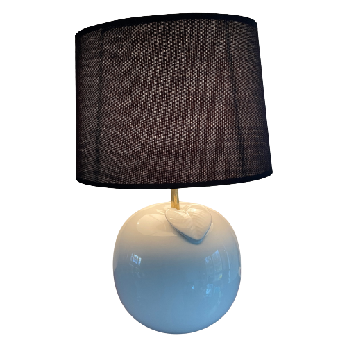 Witte Jaren 70- 80 Keramische Lamp, Keramiek Appel Met Messing Armatuur. Postmoderne Popart Eight