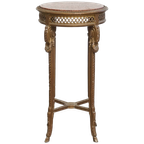 Antieke Franse Ronde Brocante Bijzettafel Met Een Goudkleurig Houten Frame thumbnail 1