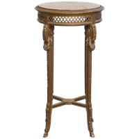 Antieke Franse Ronde Brocante Bijzettafel Met Een Goudkleurig Houten Frame