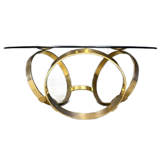Vintage Brass Coffee Table Attributed To Knut Hesterberg, 1970s 1