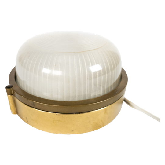 Scheepslamp - Bullseye Lamp - Messing - Glas - Wandlamp - Massief - 80"s 1