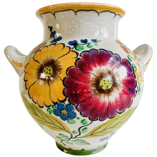 Mid-century Royal Gouda Zuid-holland Vaas Areo Bloemen 1940’s 1