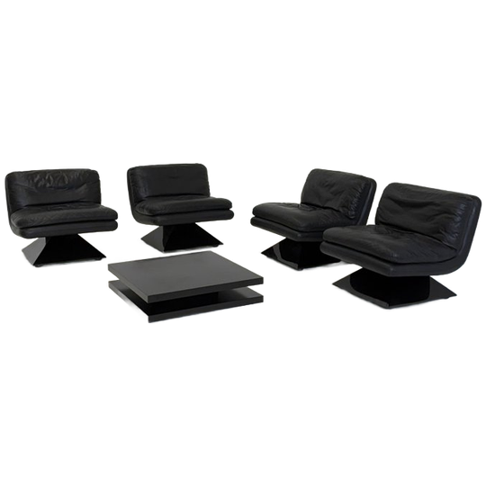 Set Van Vier Hans Von Klier Fauteuils Met Salontafel Voor Giuseppe Rossi Di Albizzate 1