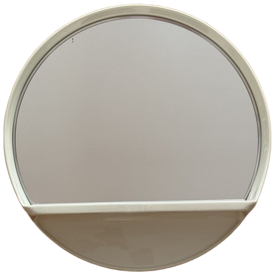 1970s Italian Salc Space Age Sculptural Wall Mirror W/ Shelf (white) 1