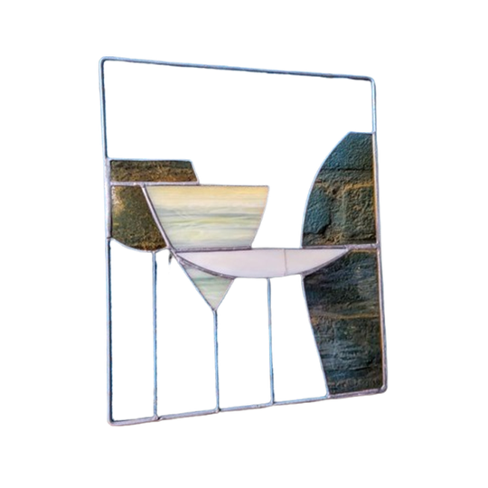 Vintage Glas-in-lood Raamhanger 'cocktails' 1