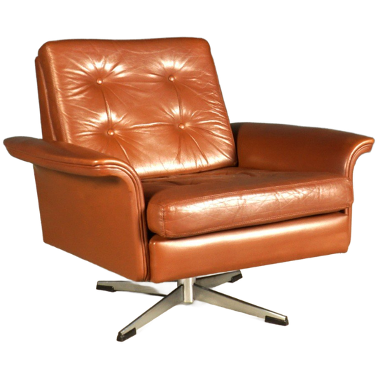 Vintage Lederen Draaifauteuil – Jaren 70 1