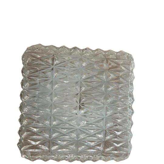 Vintage Plafonnière Vierkant Glas 1