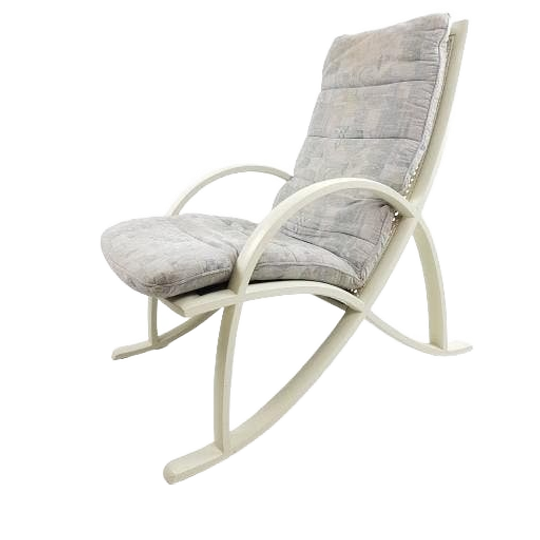 Vintage Wit Grijze Eighties Fauteuil Wit Rotan | Rattan Wood 1