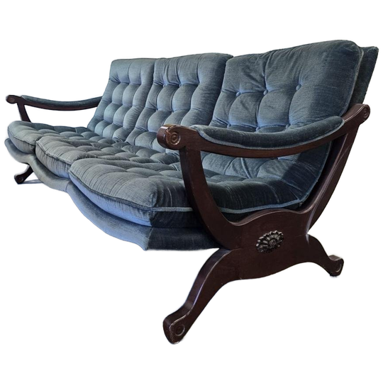 Vintage Blauwe Driezit / Zetel / Canapé 1