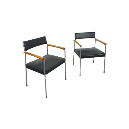 Stoelen Ddr Met Chromen Onderstel En Zwarte Bekleding, Eetkamer 1
