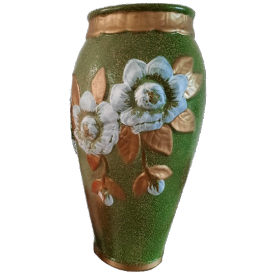 Vintage Landelijke Vaas Met Bloemmotief Uit Zweden 1