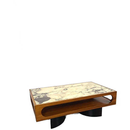 Teak Salontafel Met Groot Marmeren Blad 1