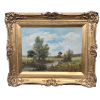 Gesigneerd Landschap In Een Prachtige Vergulde Lijst.
