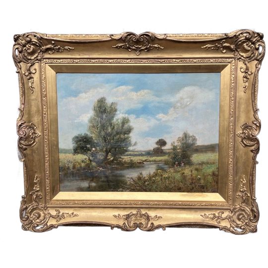 Gesigneerd Landschap In Een Prachtige Vergulde Lijst. 1