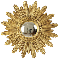 Kleine Zonnespiegel Sunburst Spiegel Bladgoud Convex 26cm