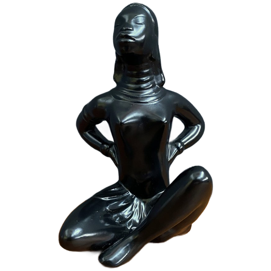 Black Ceramic Figurine Of A Sitting Girl By Jema 1960s Model 231 1