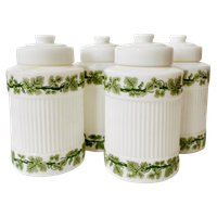 Set Potjes Botanische Print Blaadjes Opaline