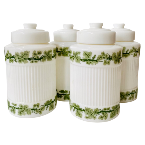 Set Potjes Botanische Print Blaadjes Opaline