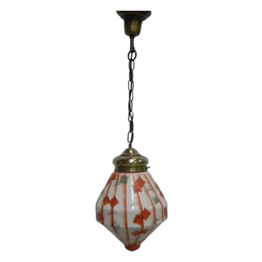 Art Deco Hanglamp Met Gehoekte Glazen Kap 1