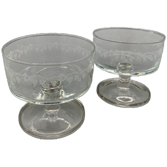 Set Vintage Coupe Glazen Druivenrank 70's 2 Stuks 1