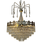 Vintage Kristallen Kroonluchter Hanglamp Brons Goud Frame thumbnail 1