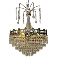 Vintage Kristallen Kroonluchter Hanglamp Brons Goud Frame