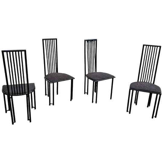 4 X Postmodern Chair / Metal Frame / 1980s 1