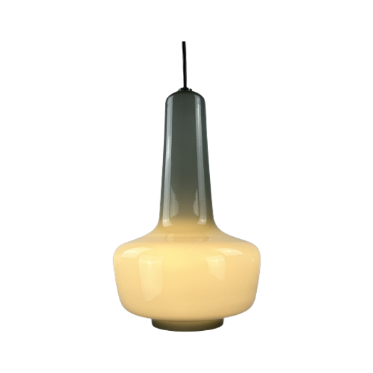 Grey Opaline Glass Pendant Lamp Kreta For Holmegaard By Jacob Bang, 1960 1