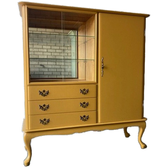 Vintage Antiek Vitrinekast,high-board,dressoir Restyled 1