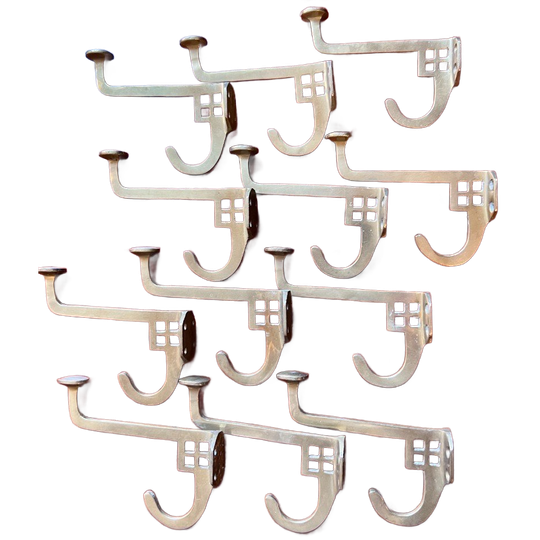 Antiek Messing Art Deco Dubbele Kapstokhaken 1