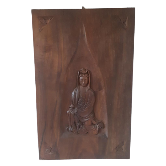 Oud Houten Bord Met Houtsnijwerk Oosters Schilderij Stijl 1