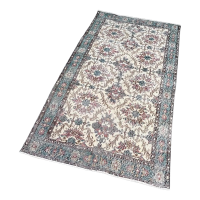 Blauw Vintage Yuruk Vloerkleed 113 X 210 Cm