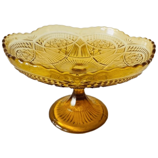 Artdeco Fruitschaal Op Voet Amber Glas 1930’s 1